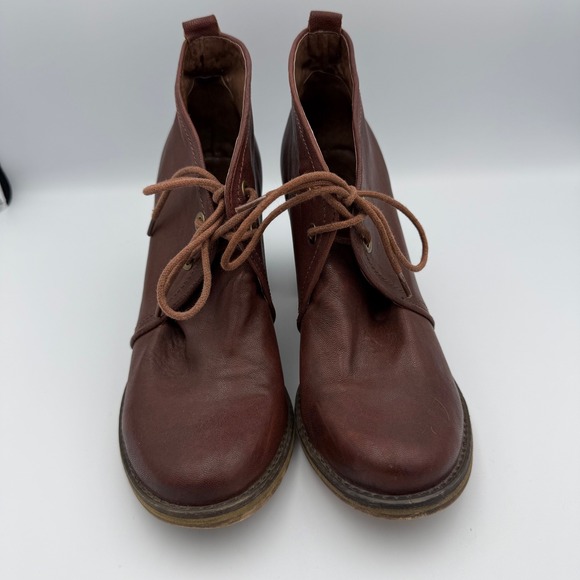 Jeffrey Campbell Boxxy Leather Ankle Boots Chunky Heel Brown Boho Womens Size 10
